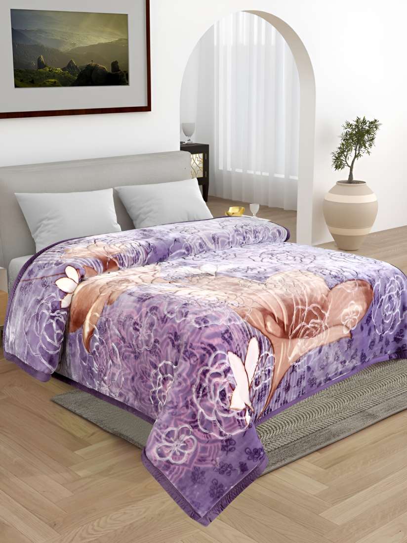 Buy WINSTON HOME Purple Brown Printed Microfiber Heavy Winter 600 GSM Double Bed Blanket Blankets Quilts and Dohars for Unisex 28902178 Myntra