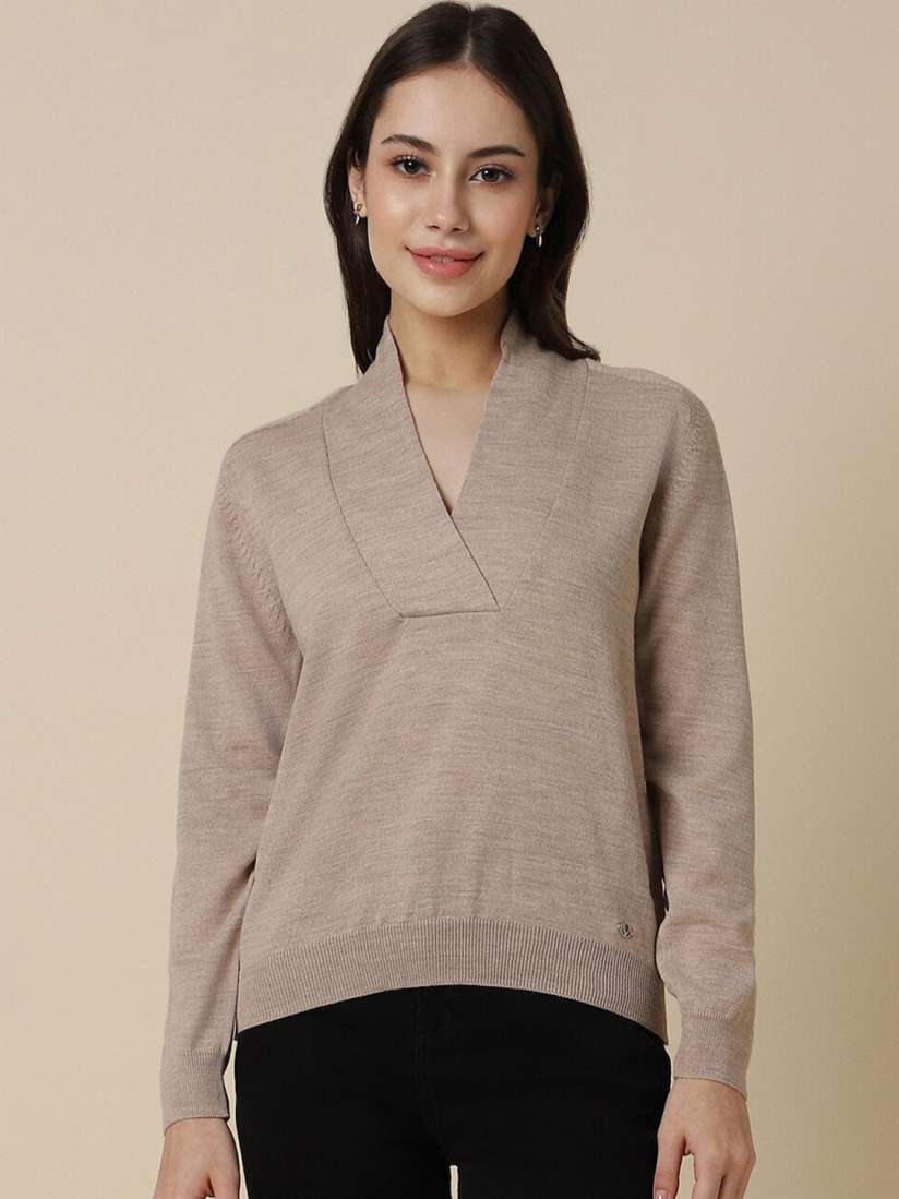 Buy Allen Solly Woman V Neck Long Sleeves Pullover Sweater Sweaters for Women 28903054 Myntra
