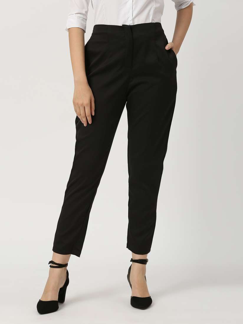 Buy Smarty Pants Women Straight Fit High Rise Trousers Trousers for Women 28905862 Myntra