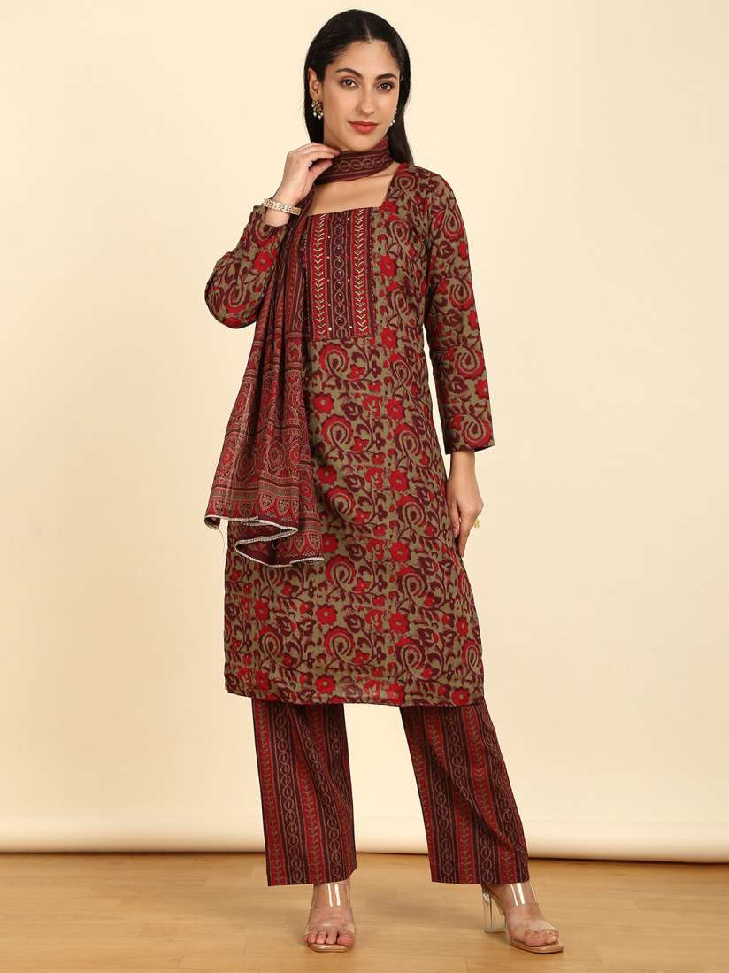 Myntra unstitched dress material deals