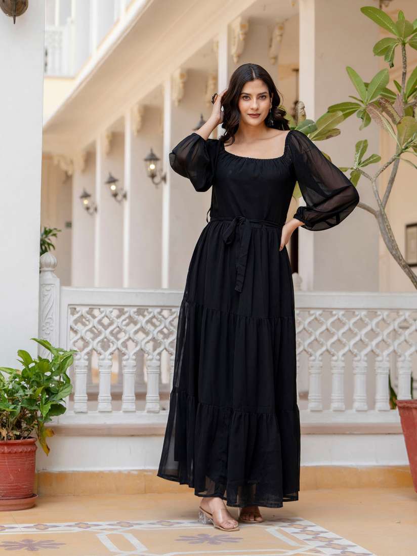 Myntra black maxi dress top