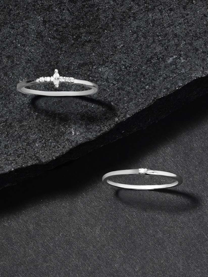 Buy Accessorize London Women 925 Sterling Silver Hallmark Cubic Zirconia Stacking Rings Ring for Women 28918966 Myntra