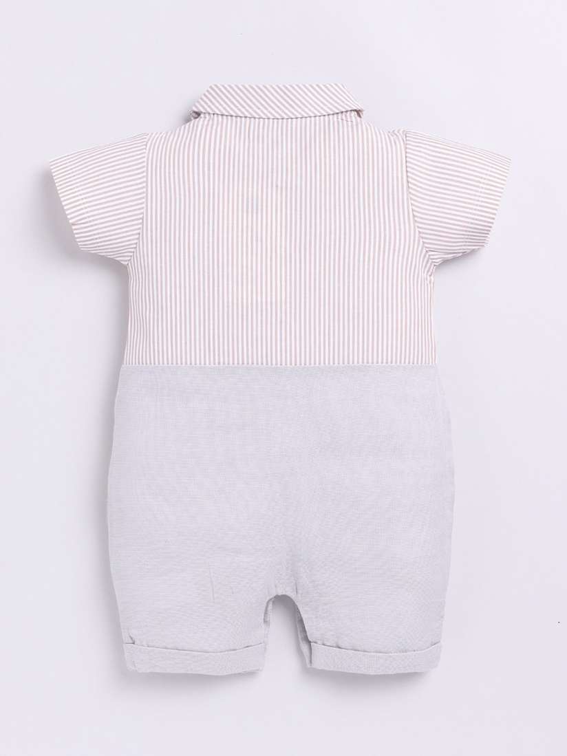 Woodland Cotton Romper Baby BABY GO Infant Boys Striped Pure