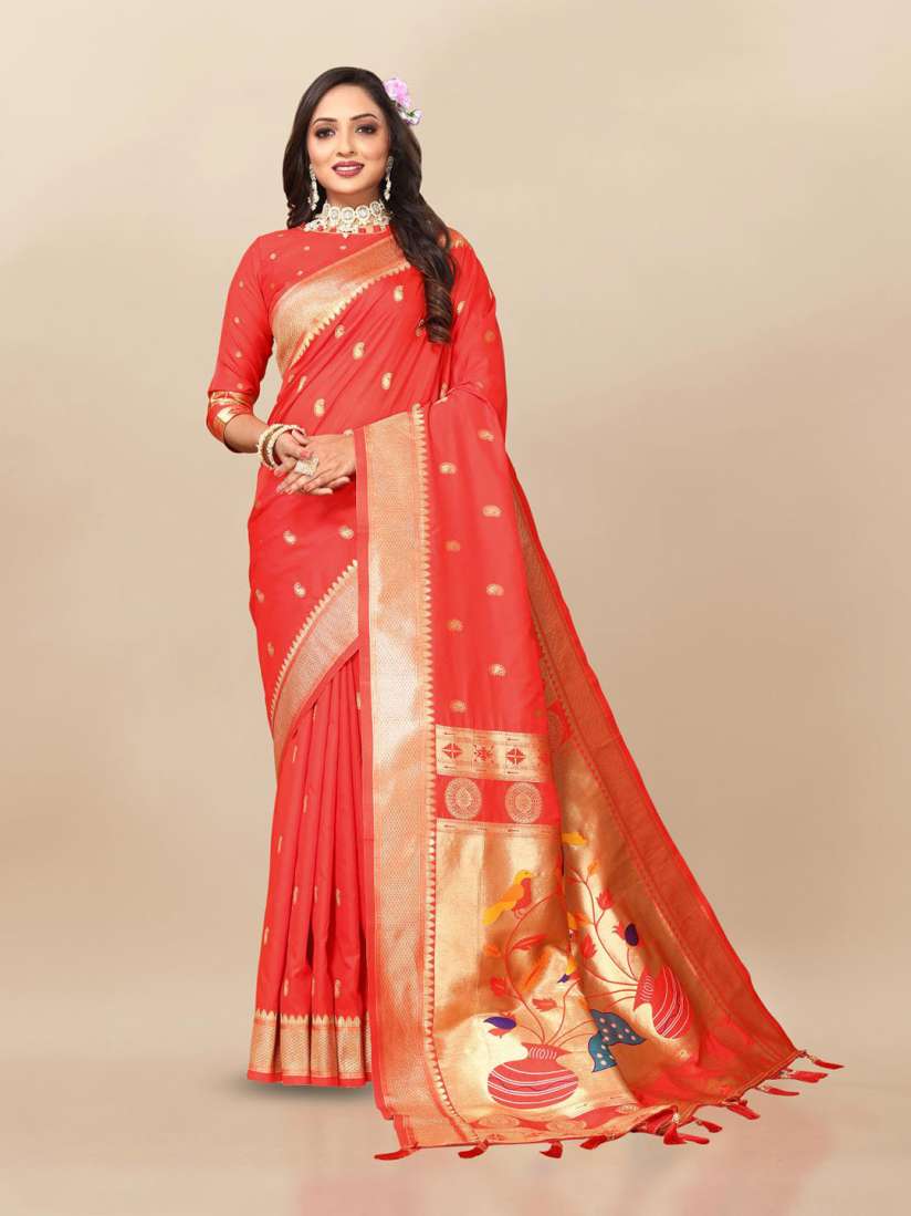 Buy PATIALAPICKS Ethnic Motifs Woven Design Zari Pure Silk Paithani Saree Sarees for Women 28929404 Myntra