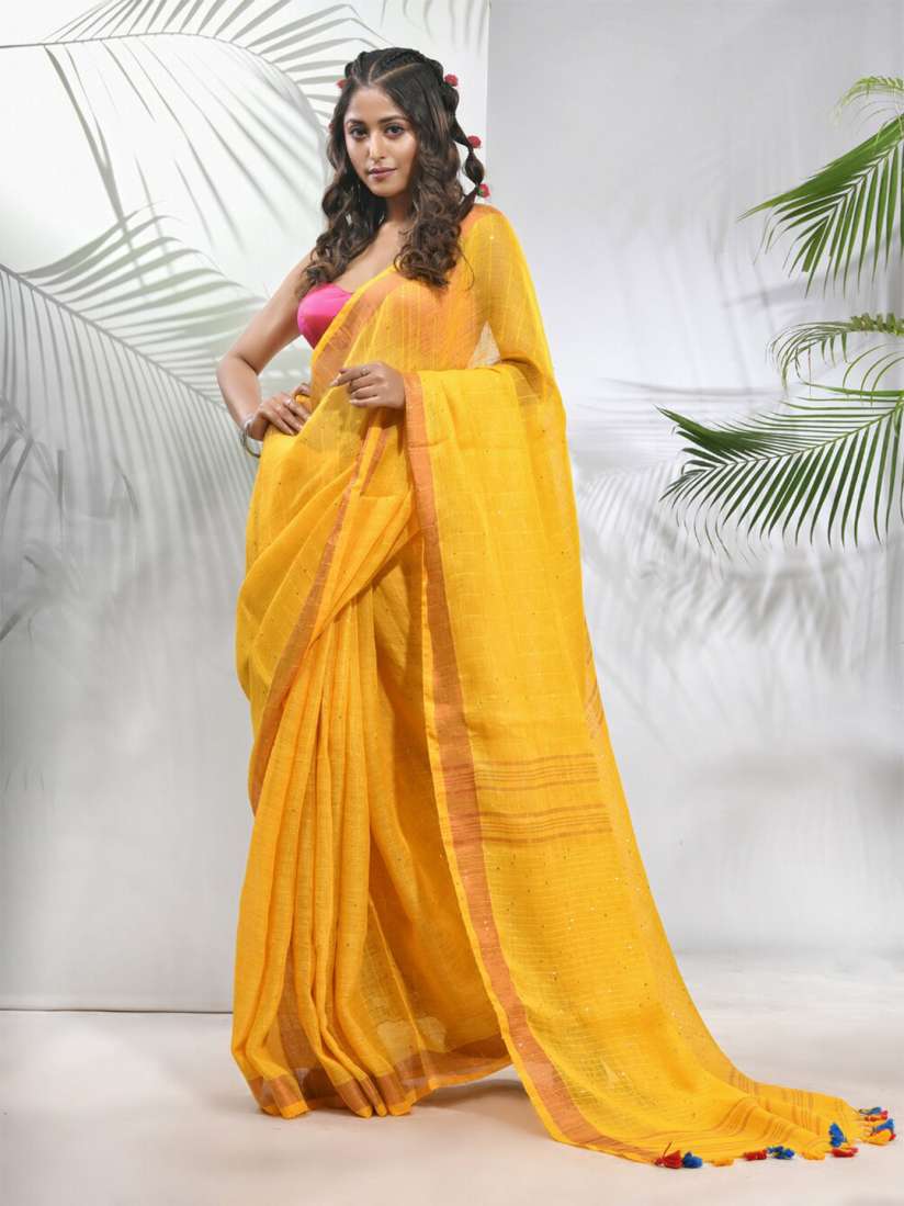 Linen sarees in myntra hotsell