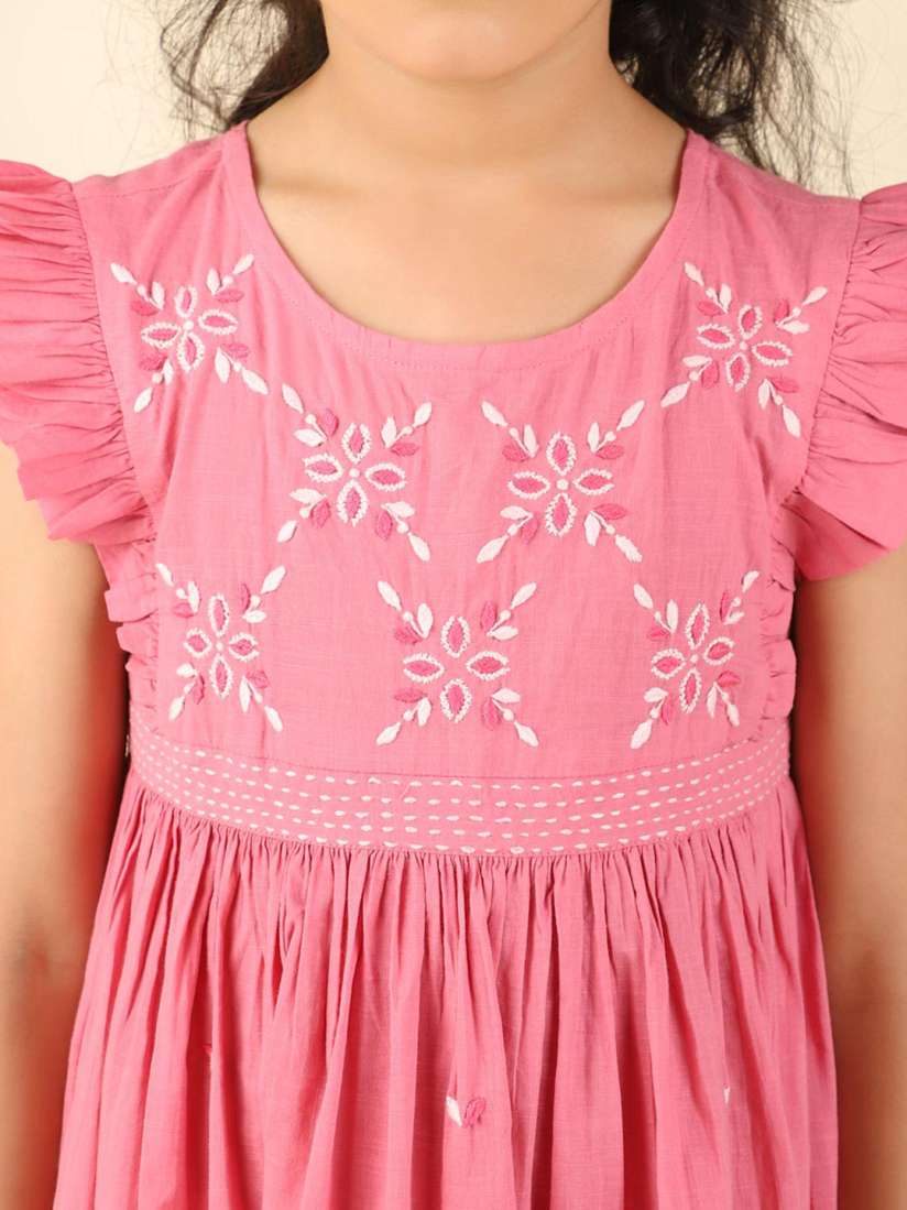 Buy Fabindia Girls Self Design Round Neck Cap Sleeves Cotton A Line Dress Dresses for Girls 28942396 Myntra