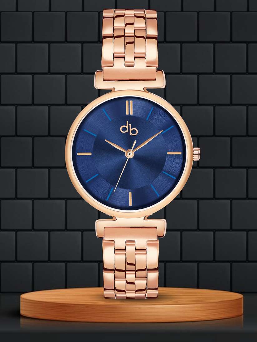 Buy DressBerry Blue Women Brass Dial Stainless Steel Straps Round Analogue Watch DB 021 Blue Watches for Women 28943020 Myntra