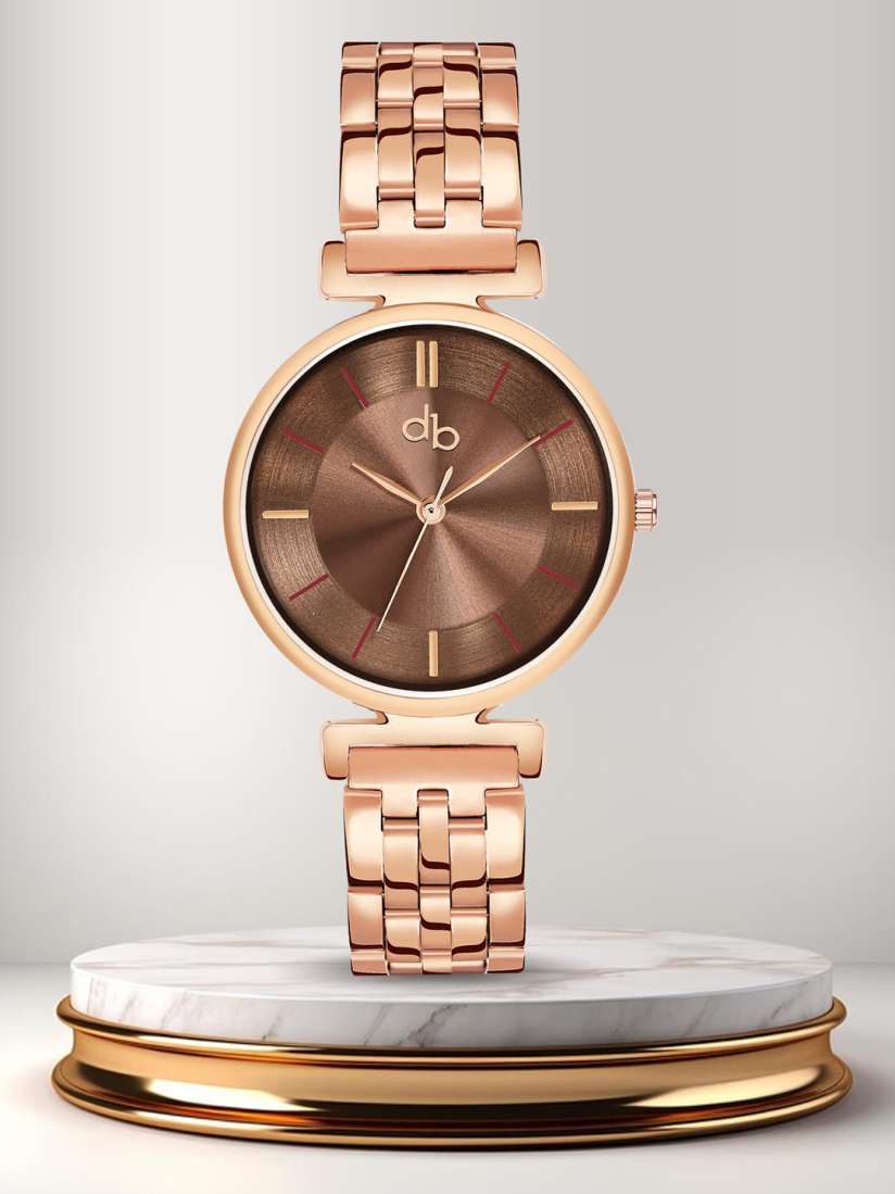 Buy DressBerry Women Brown Brass Dial Stainless Steel Straps Analogue Watch DB 021 Brown Watches for Women 28943042 Myntra