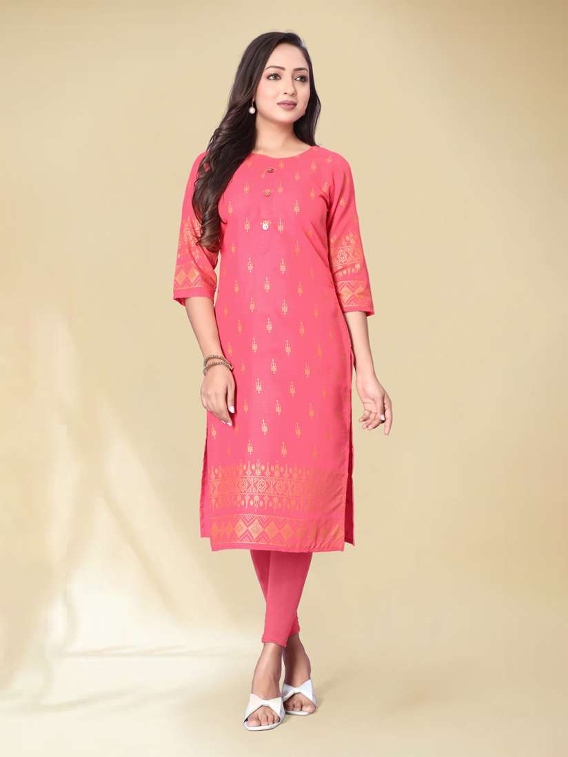 Anouk pink printed straight kurta outlet
