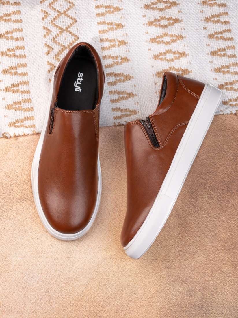 Buy Styli Men Tan Comfort Insole Contrast Sole Slip On Sneakers Casual Shoes for Men 28961444 Myntra