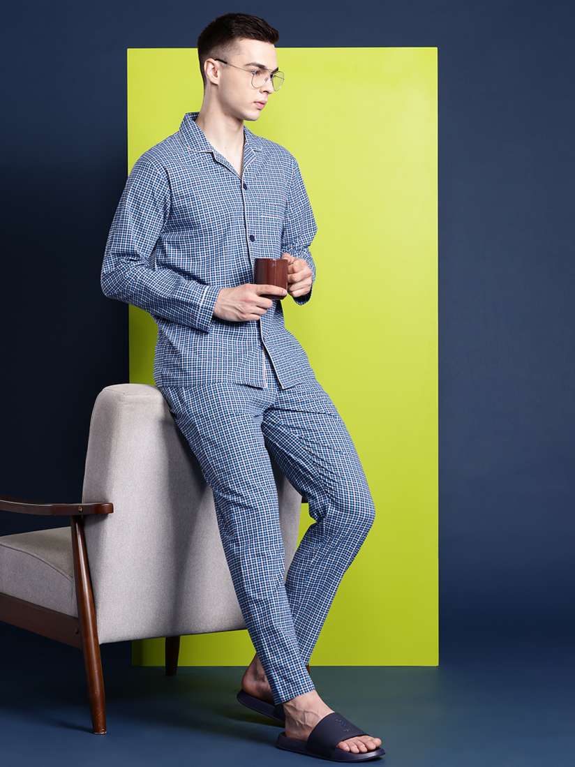 Buy Hancock Men Checked Pure Cotton Night Suit Night suits for Men 28973238 Myntra