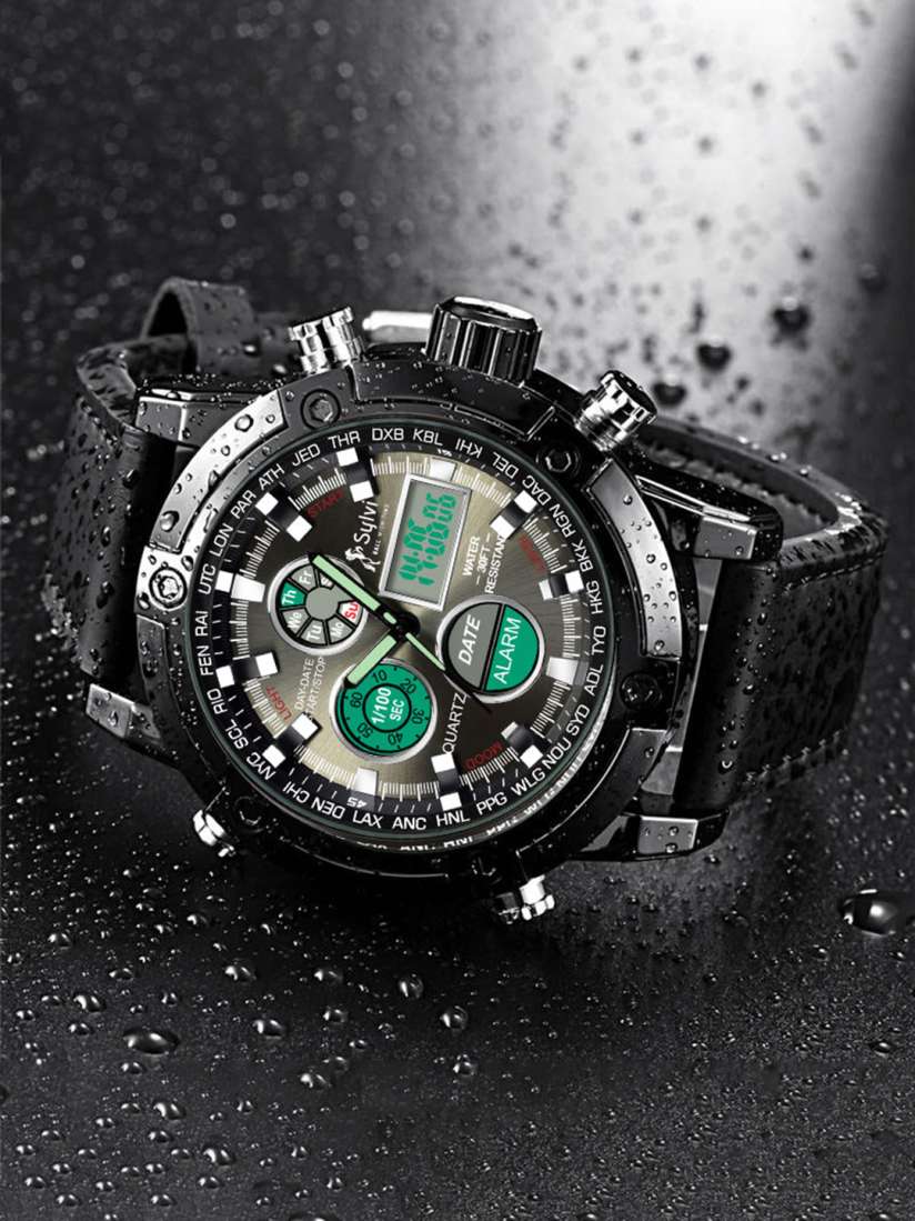 Buy Sylvi Iconic Men Patterned Leather Straps Analogue and Digital Watch VL 3022 Black1 Watches for Men 28977918 Myntra