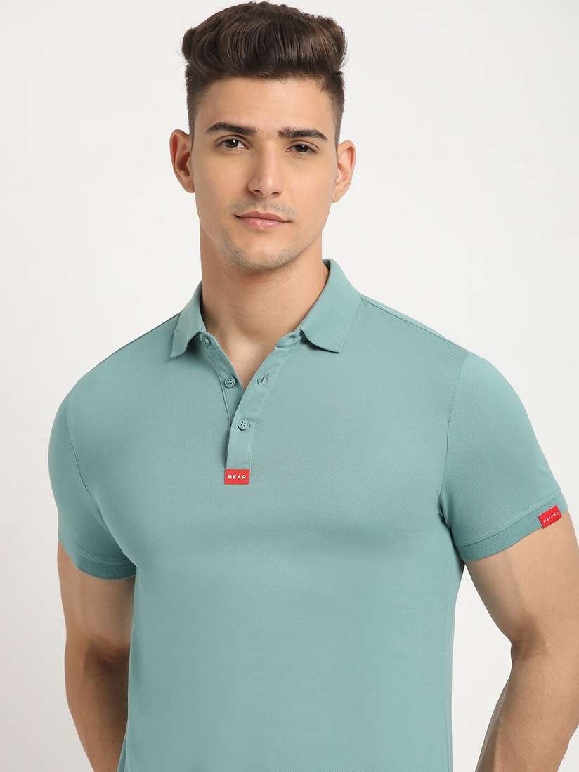 THE BEAR HOUSE Polo Collar Short Sleeves Slim Fit T-shirt