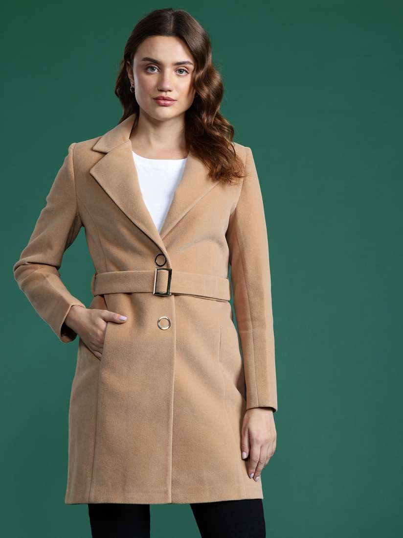 Buy DressBerry Notched Lapel Collar Overcoat Coats for Women 28984828 Myntra