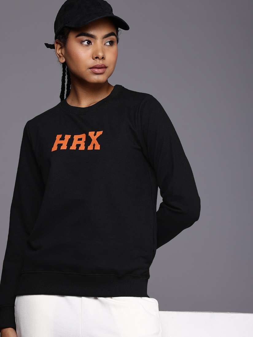 Buy HRX by Hrithik Roshan Brand Logo Printed Knitted Sweatshirt Sweatshirts for Women 28985048 Myntra