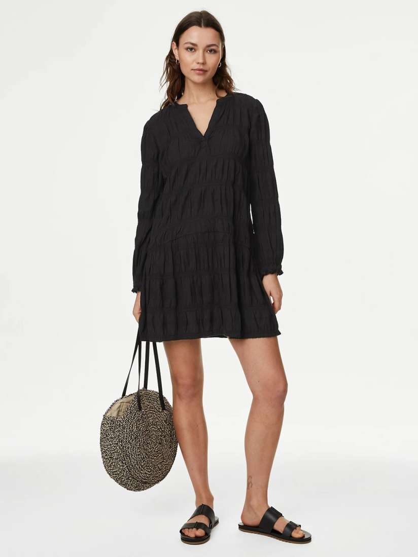 Buy Marks Spencer Self Designed Mandarin Collar A Line Mini Dress Dresses for Women 28985836 Myntra