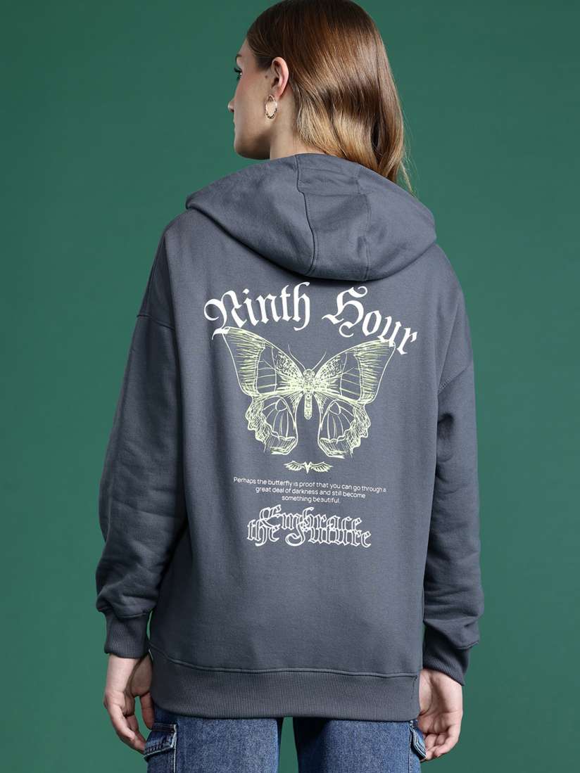 Buy DressBerry Women Printed Hooded Longline Sweatshirt Sweatshirts for Women 28986466 Myntra