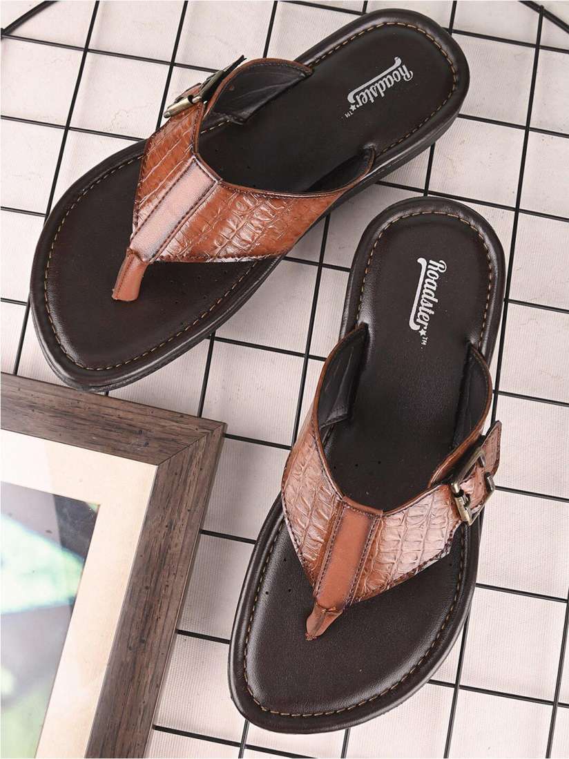 Buy The Roadster Lifestyle Co. Men Tan Slip On Slippers Sandals for Men 28988290 Myntra