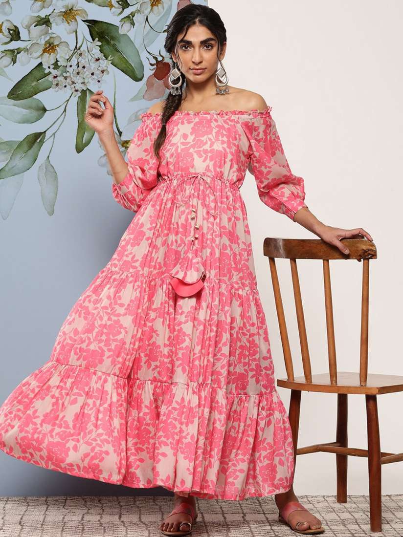 Off shoulder ethnic gowns clearance
