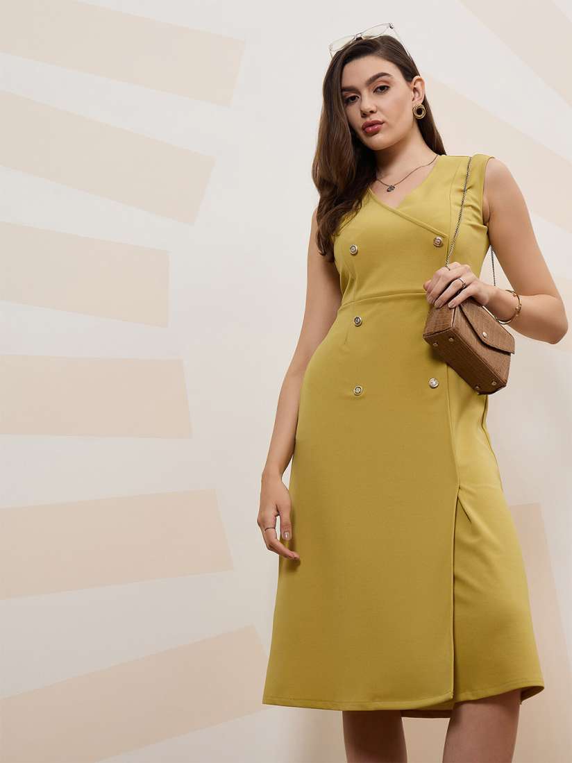Buy Athena Immutable Scuba V Neck Sleeveless A Line Midi Casual Dress Dresses for Women 28997512 Myntra