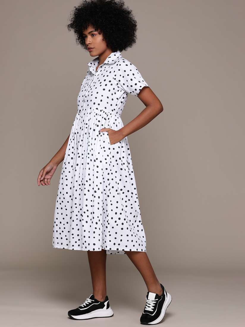 Fit and flare midi dress casual sale