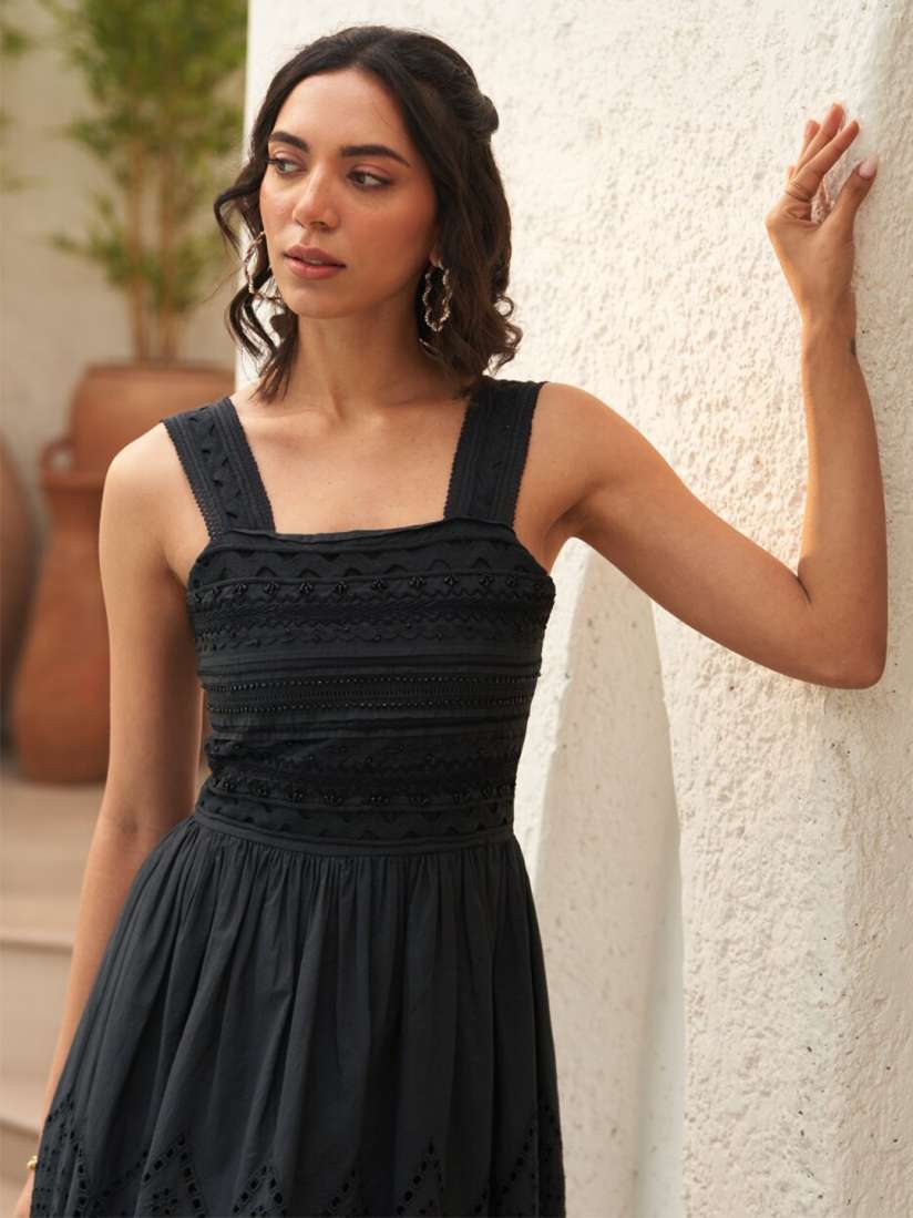 Buy Style Island Shoulder Straps Sleeveless Cotton Casual Fit Flare Dress Dresses for Women 29018732 Myntra