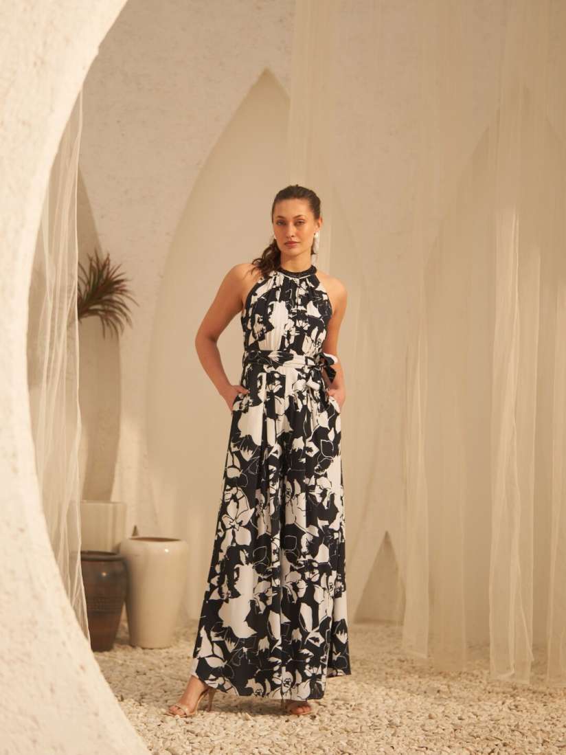High neck floral jumpsuit new arrivals