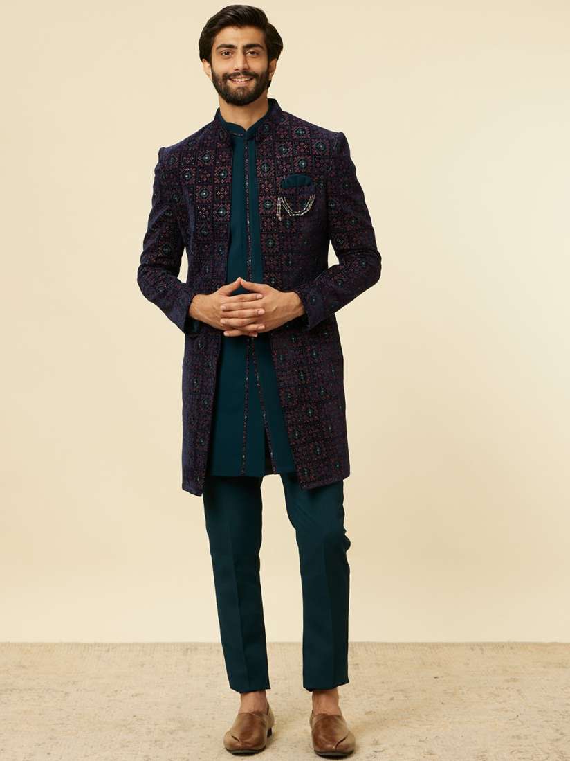 Buy Manyavar Embroidered Sherwani Set Sherwani for Men 29034154 Myntra