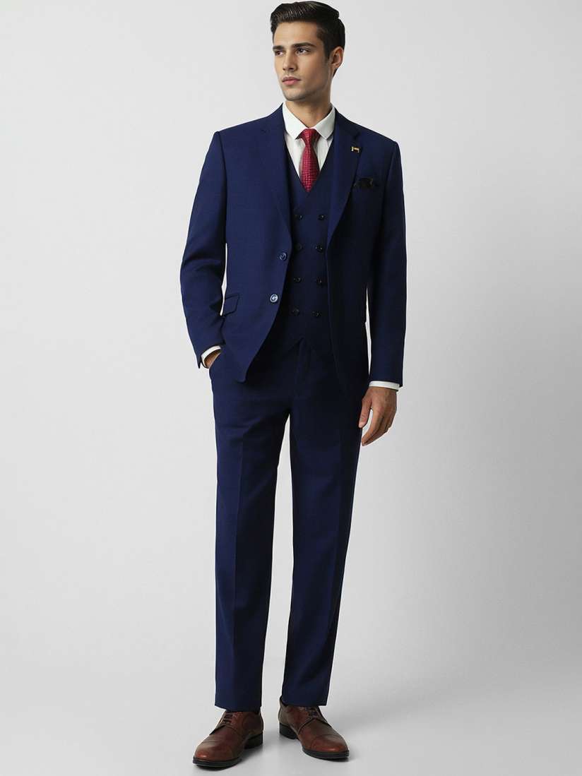 Buy Van Heusen Checked Slim Fit Single Breasted Three Piece Formal Suit Suits for Men 29035722 Myntra
