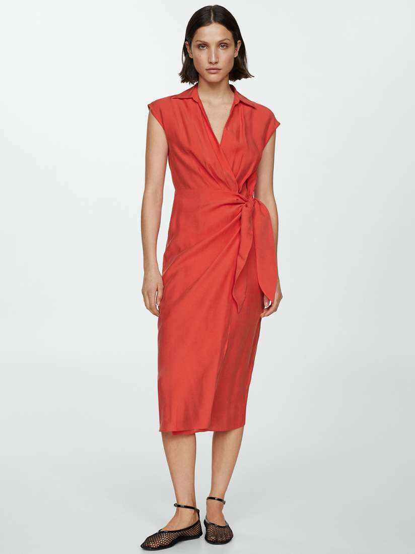 Mango red wrap dress online