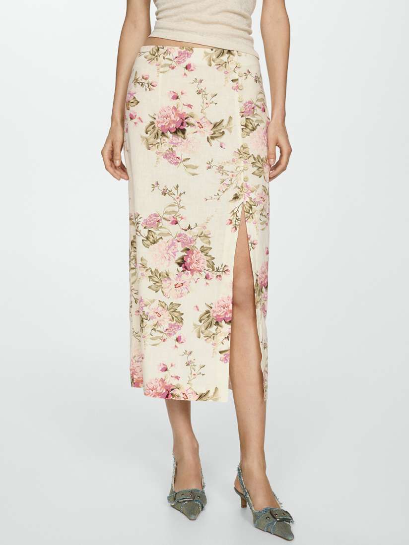 Mango floral midi skirt discount
