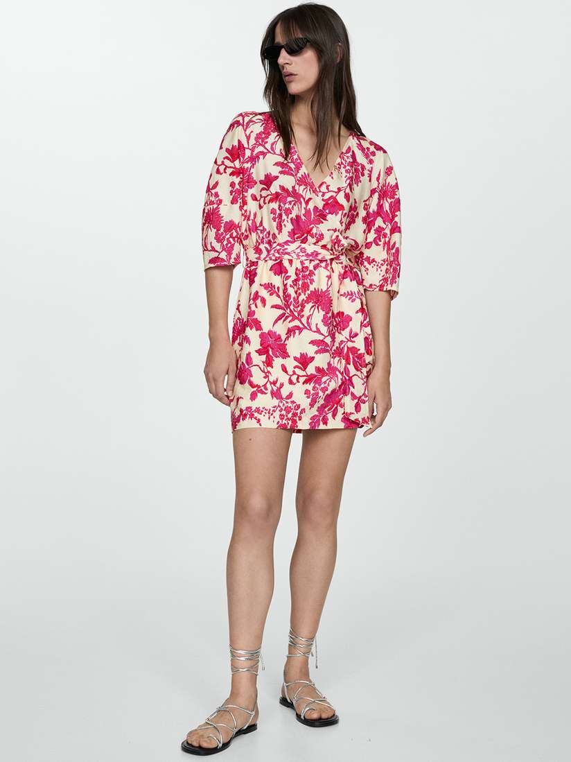 Buy MANGO Floral Print Puff Sleeve Mini Dress with Belt Dresses