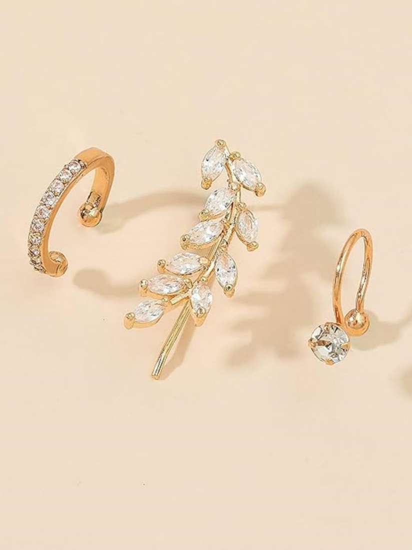 Buy EL REGALO Set Of 3 Alloy Contemporary Ear Cuffs Earrings for Women 29039130 Myntra