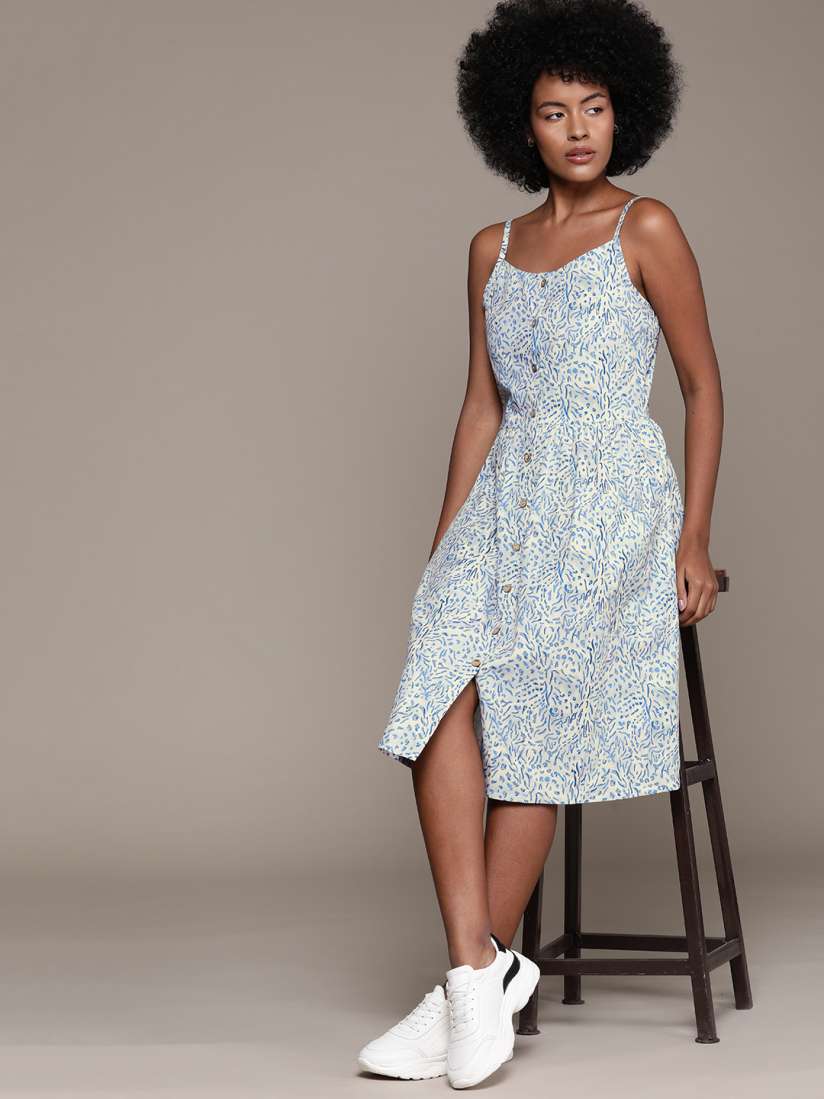 Buy Roadster Print Fit Flare Dress Dresses for Women 29041164 Myntra