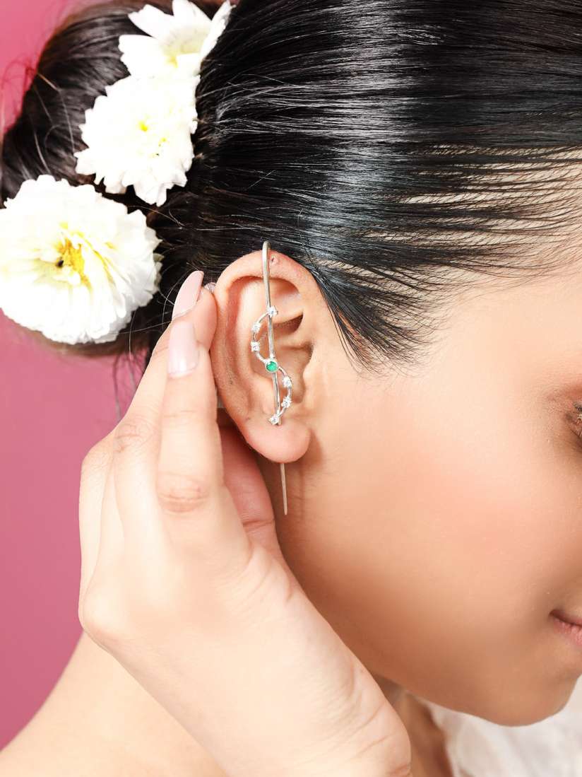 Buy Unniyarcha Contemporary 92.5 Silver Ear Cuff Earrings for Women 29057426 Myntra