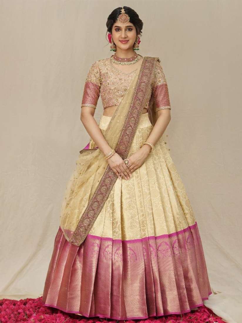 Buy Fashionuma Embroidered Ready to Wear Lehenga Semi Stitched Blouse With Dupatta Lehenga Choli for Women 29069668 Myntra