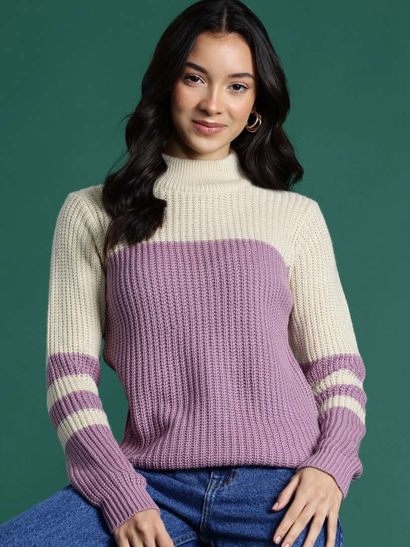 Buy DressBerry Colourblocked Pullover Sweaters for Women 29075682 Myntra
