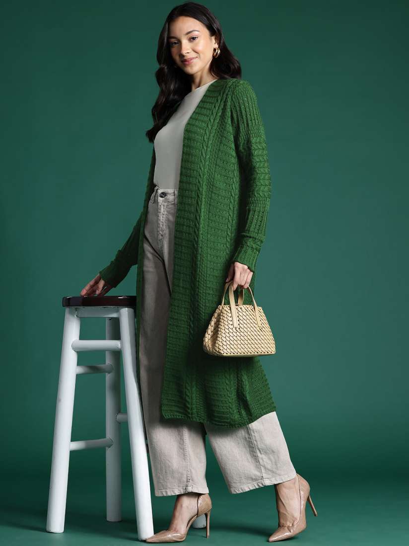 Buy DressBerry Cable Knit Longline Front Open Sweater Sweaters for Women 29075836 Myntra