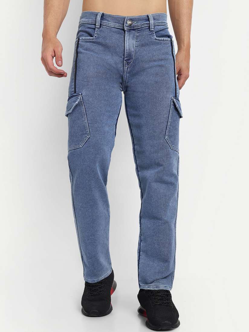 Buy styzon Men Mid Rise Loose Straight Fit Stretchable Light Fade Cargo Jeans Jeans for Men 29076972 Myntra
