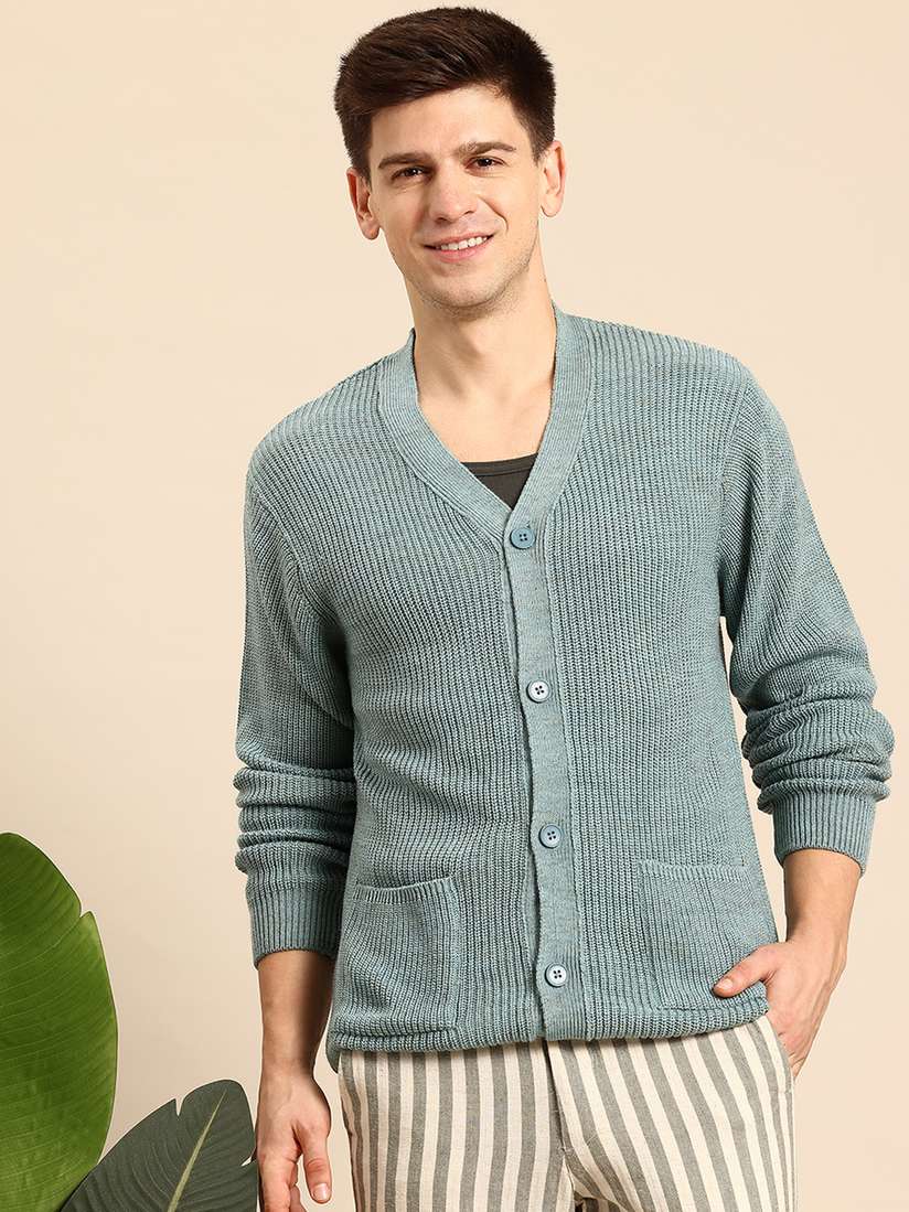 Myntra Blue Open Front Cardigan Latin Quarters Cable Knit Long