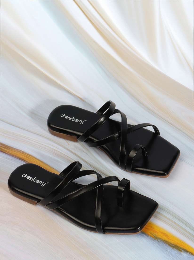 Buy DressBerry Black Strappy One Toe Flats Flats for Women 29083644 Myntra