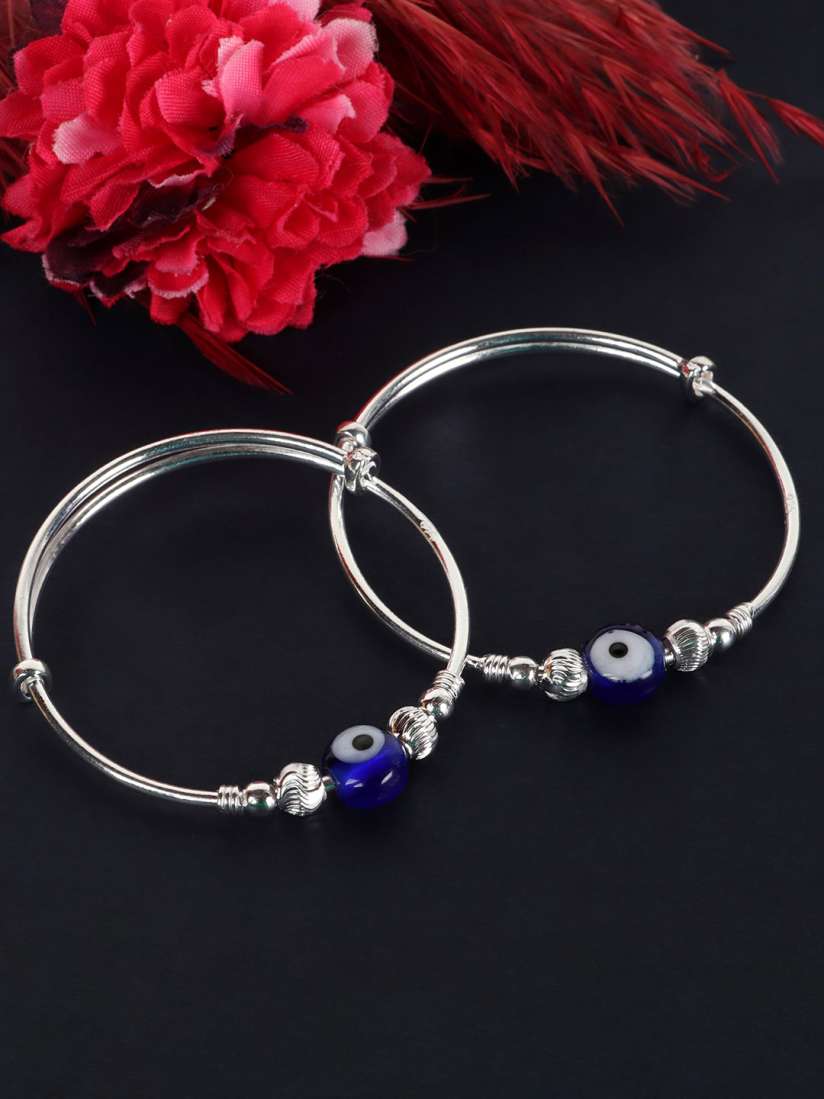 Buy Silver Chest Kids Set Of 2 925 Pure Silver Evil Eye Bangle-Style  Bracelets - Bracelet for Unisex Kids 29093626 | Myntra