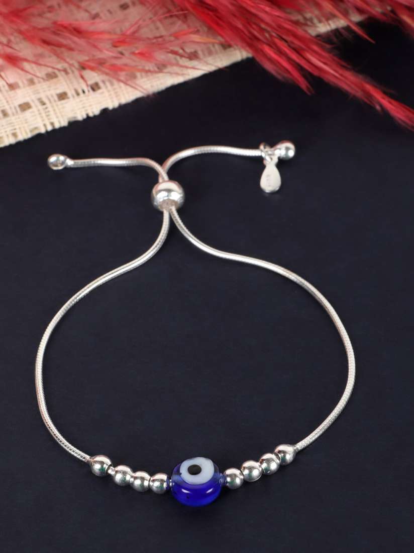 Silver evil eye bracelet hot sale