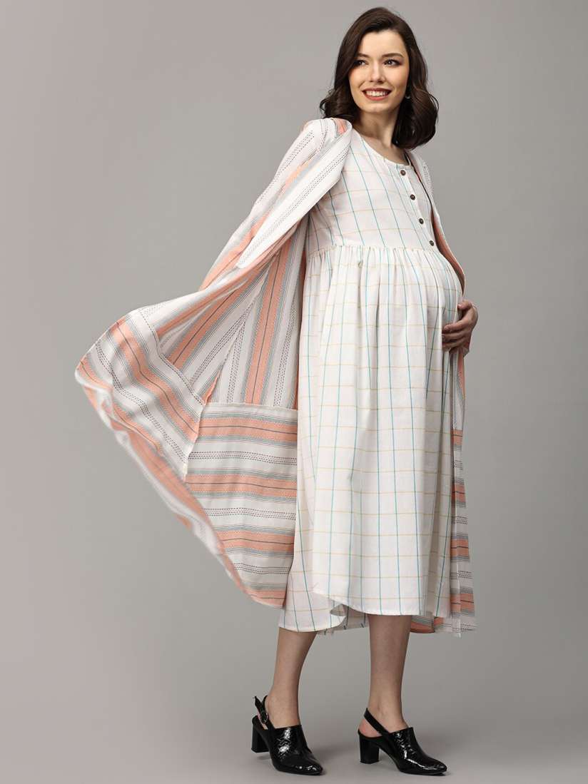 Buy The Mom Store Checked Cotton A Line Midi Maternity Dress Dresses for Women 29108940 Myntra
