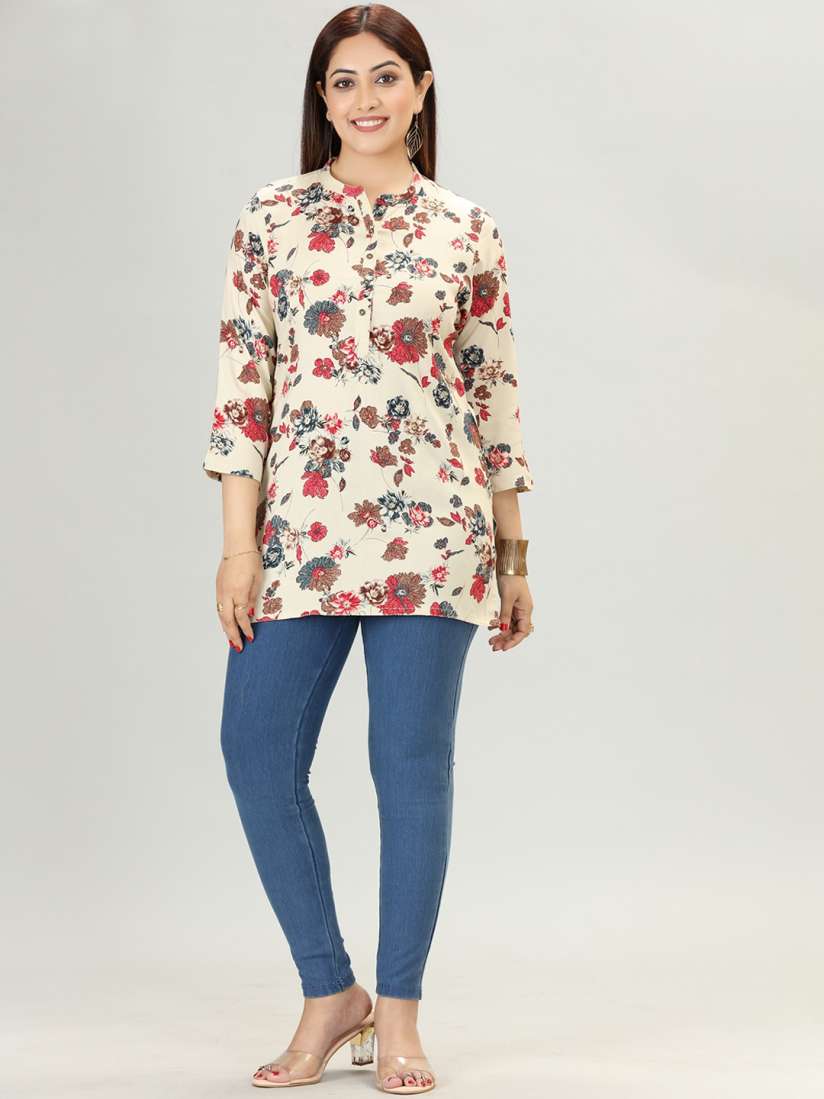Buy COTTON CULTURE Floral Printed Mandarin Collar Straight Kurti Kurtis for Women 29115186 Myntra