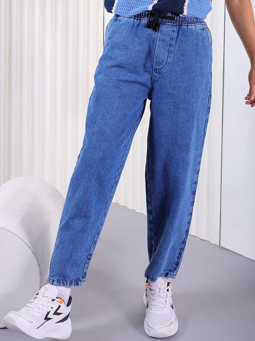 Buy The Indian Garage Co Men Baggy Fit Cotton Elasticated Waist Jeans Jeans for Men 29121872 Myntra