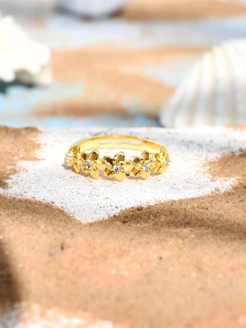 Buy Voylla Gold Plating CZ Studded Adjustable Band Finger Ring Ring for Women 29121968 Myntra