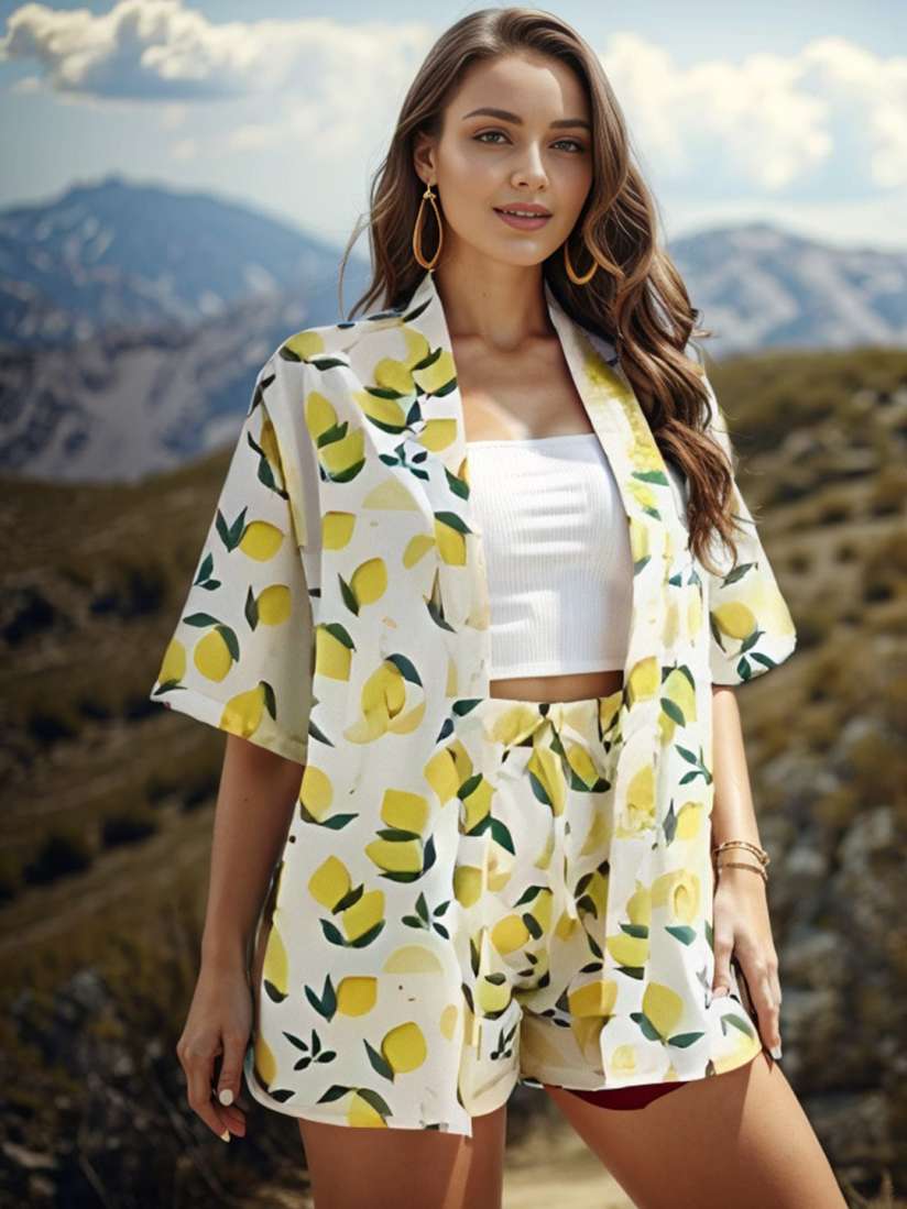 Buy KALINI Printed Shoulder Straps Top With Shorts Shrug Co Ords for Women 29123264 Myntra