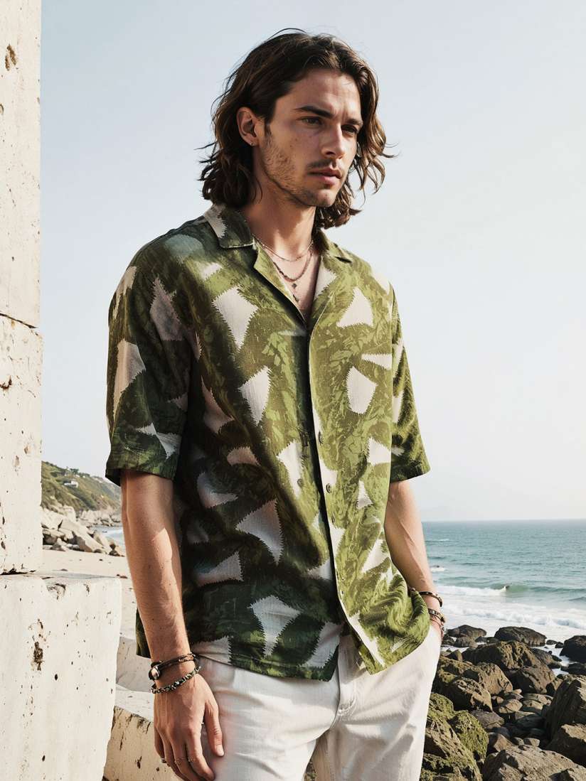 Buy H M Linen Blend Abstract Print Resort Shirt Shirts for Men 29124398 Myntra