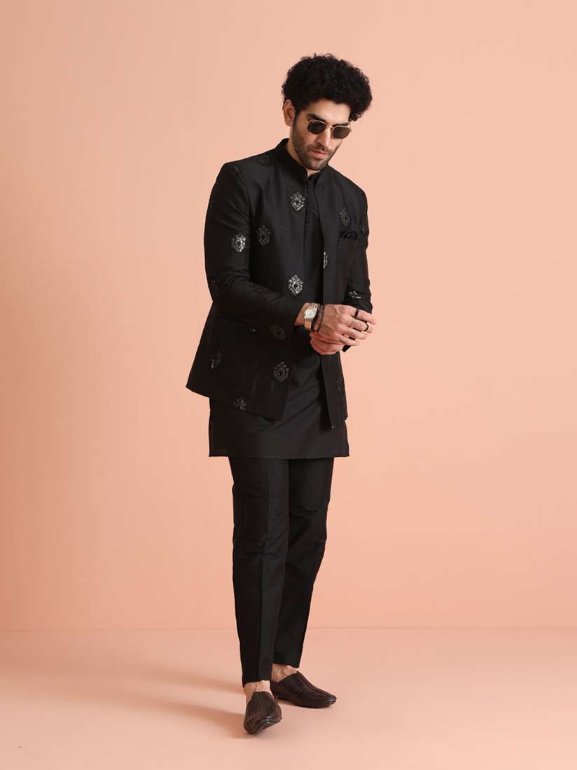 Buy KISAH Men Regular Kurta Trousers Bandhgala Jodhpuri Blazer Set Kurta Sets for Men 29130130 Myntra